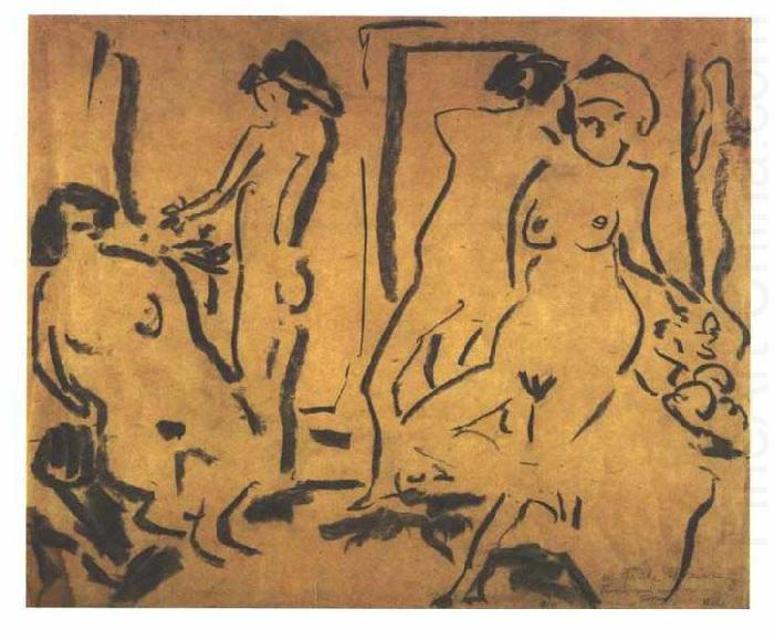 Ernst Ludwig Kirchner Female nudes in a atelier china oil painting image